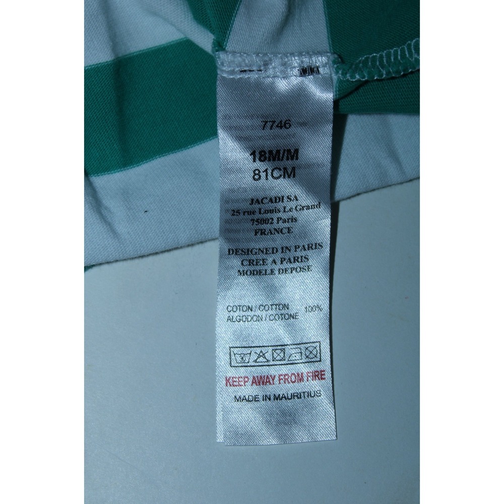 Jacadi Kids 18 Months Green White Striped Polo Shirt - Picture 7 of 10